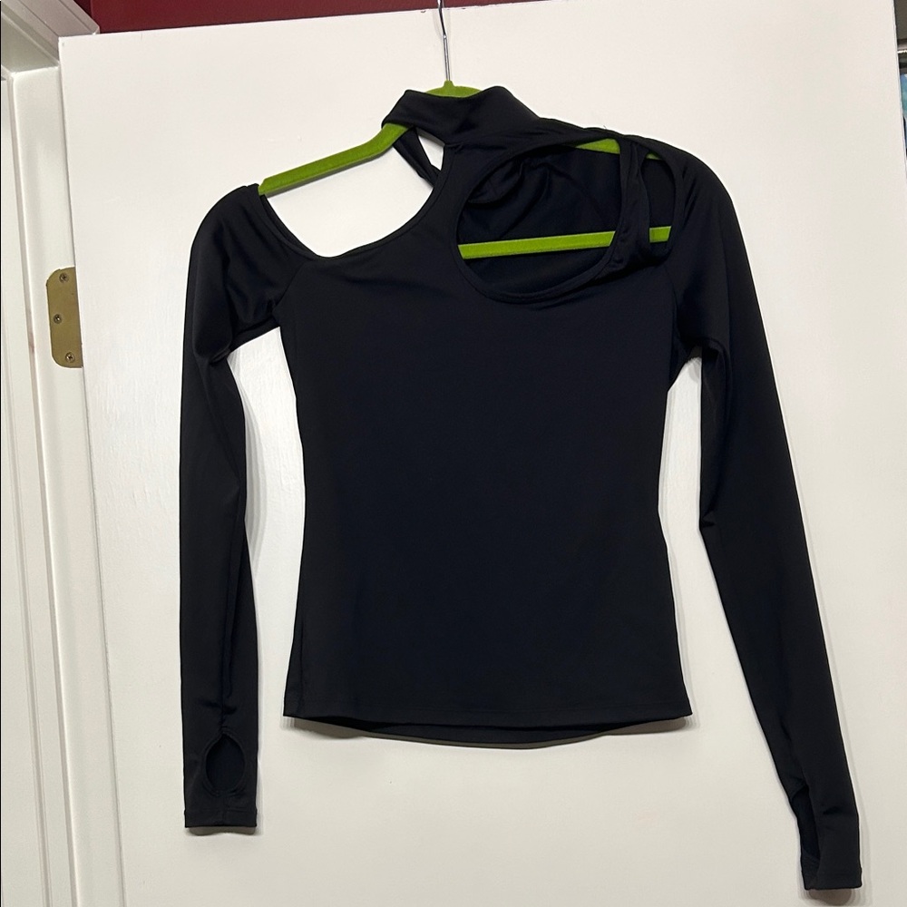Blackmilk Matte Black Teardrop Top - Limited - Size Small - Long Sleeve Cutout